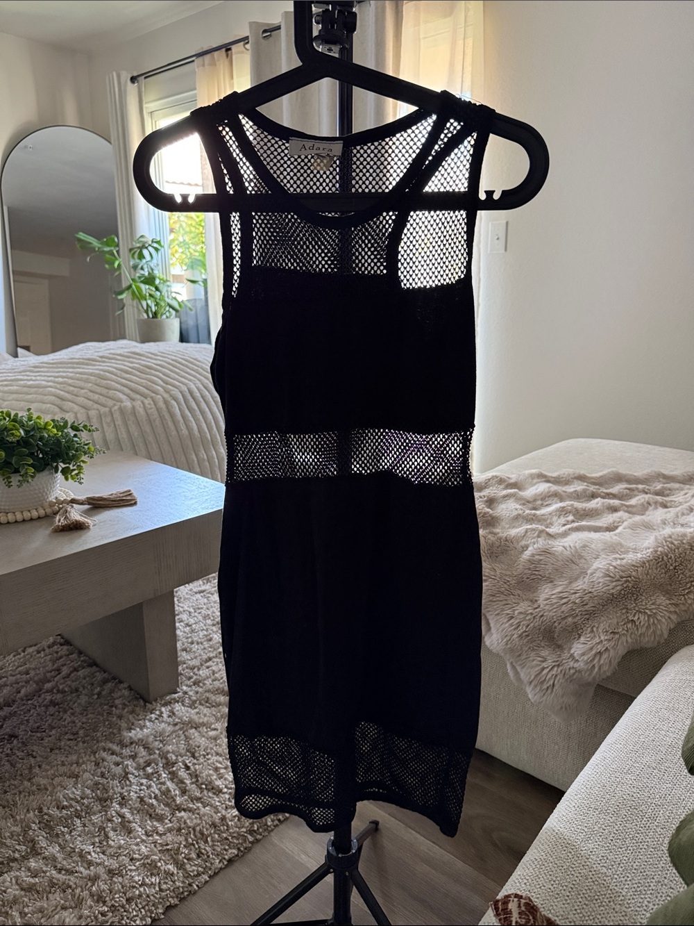 Ada + Naya Black Mesh Panel Sleeveless Dress